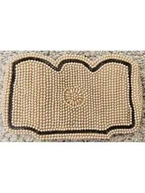Vintage REGAL PROD. Beaded Ivory Pearl Clutch Zippered Bag Handmade in Japan 4x6